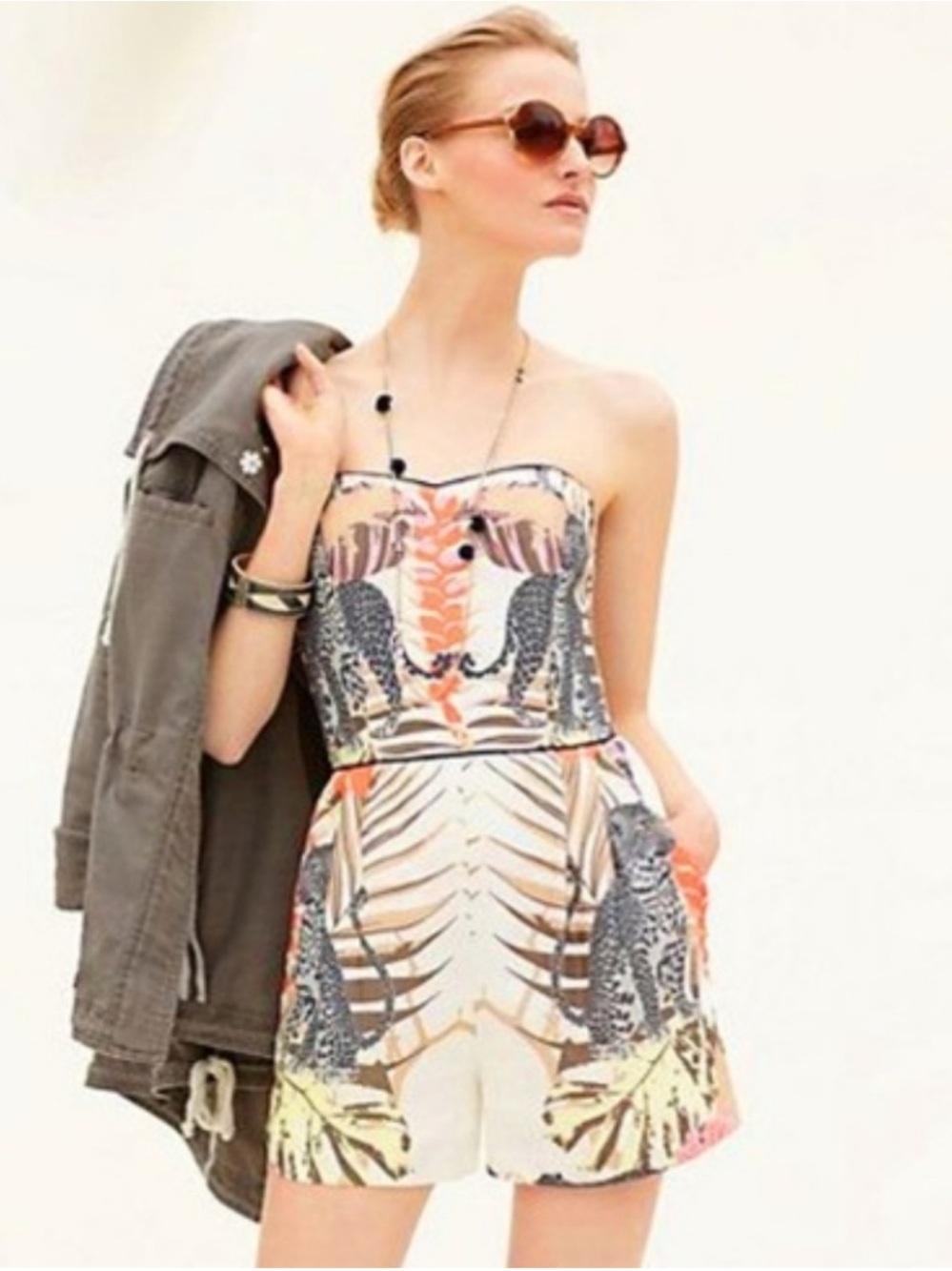 Corey Lynn Calter Anthropologie Tropical Floral Romper Leopards Cheetahs
